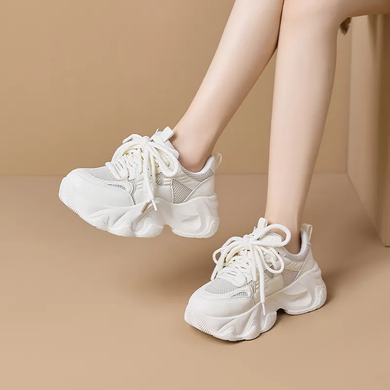 ZHR Cute Round Tip Wear resistant And Lightweight Low Top Chunky Sneakers Women's-3