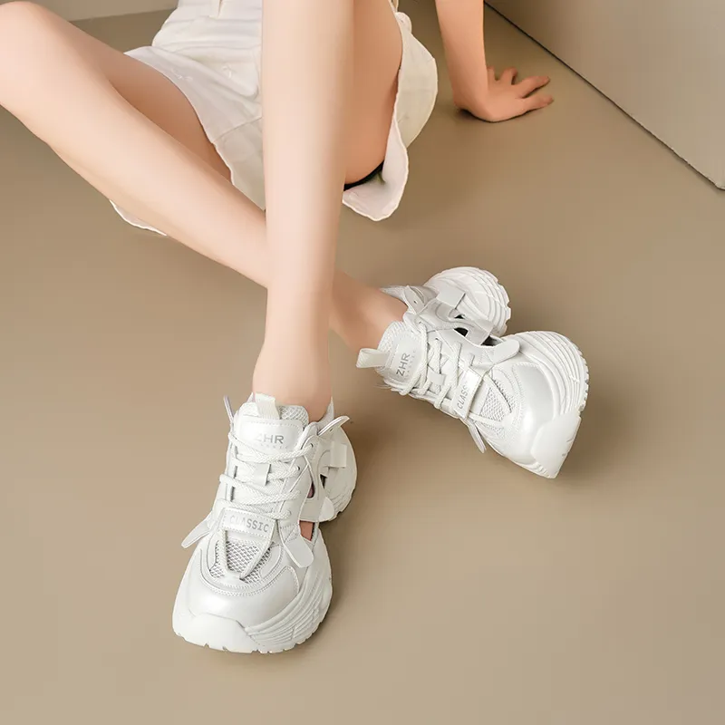 ZHR Small Round Pendant Abrasion Resistant Breathable Low Top Chunky Sneakers Women's-4