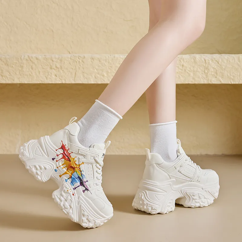 ZHR Little White Bear Wear resistant And Lightweight Low Top Chunky Sneakers Women's Beige-4