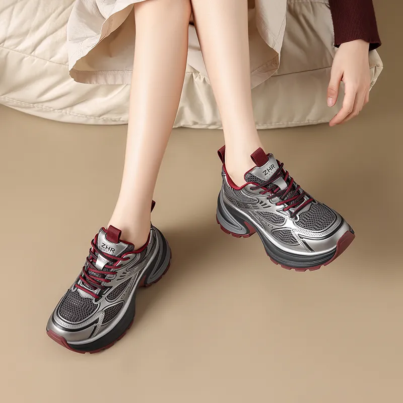 ZHR Cushioning, Abrasion Resistant, Height Increasing Low Top Chunky Sneakers Women's-9