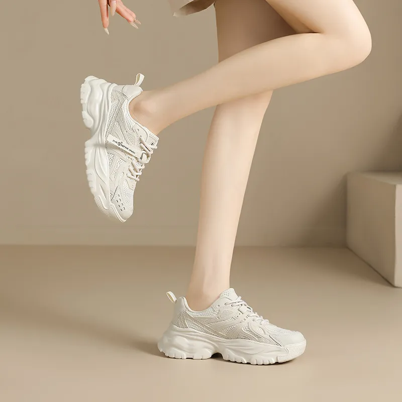 ZHR Wheat Abrasion Resistant Breathable Low Top Chunky Sneakers Women's-3