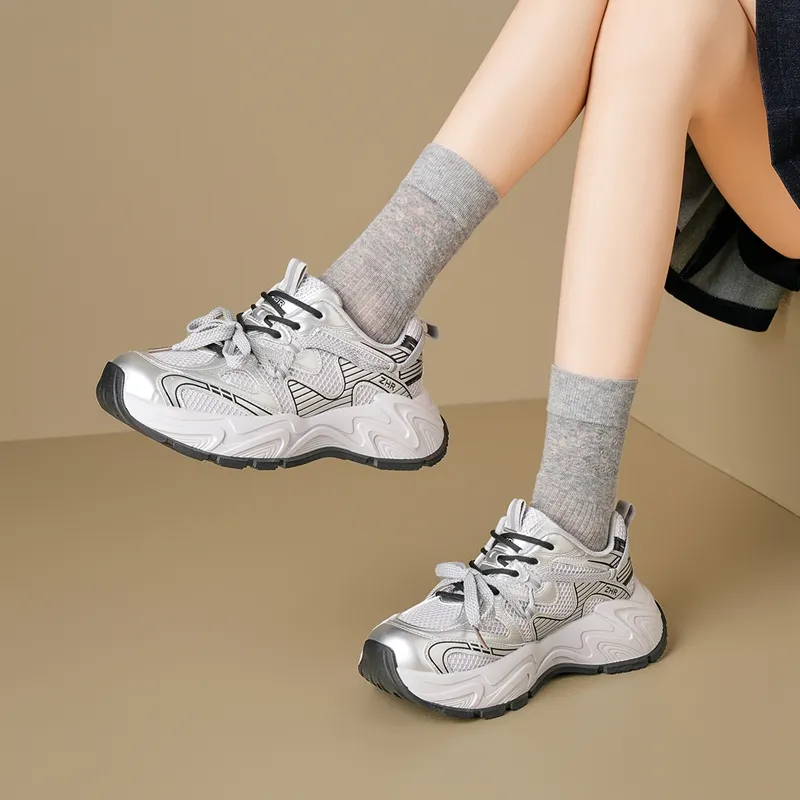 ZHR Whale Shoes Breathable Low Top Chunky Sneakers Women's-2