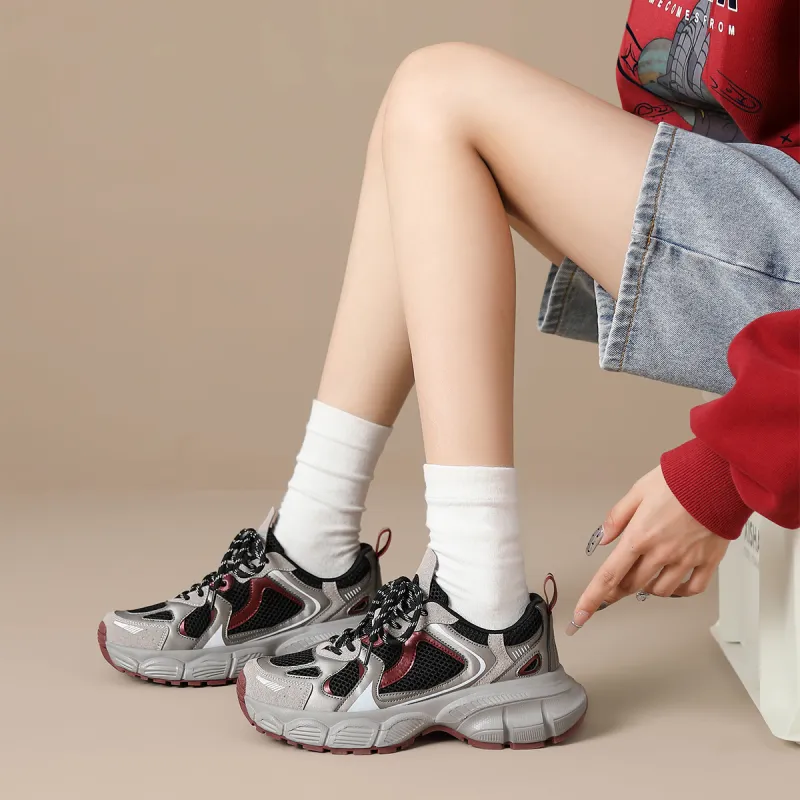 ZHR Height Increasing Shoes Wear resistant And Lightweight Low Top Chunky Sneakers Women's-3
