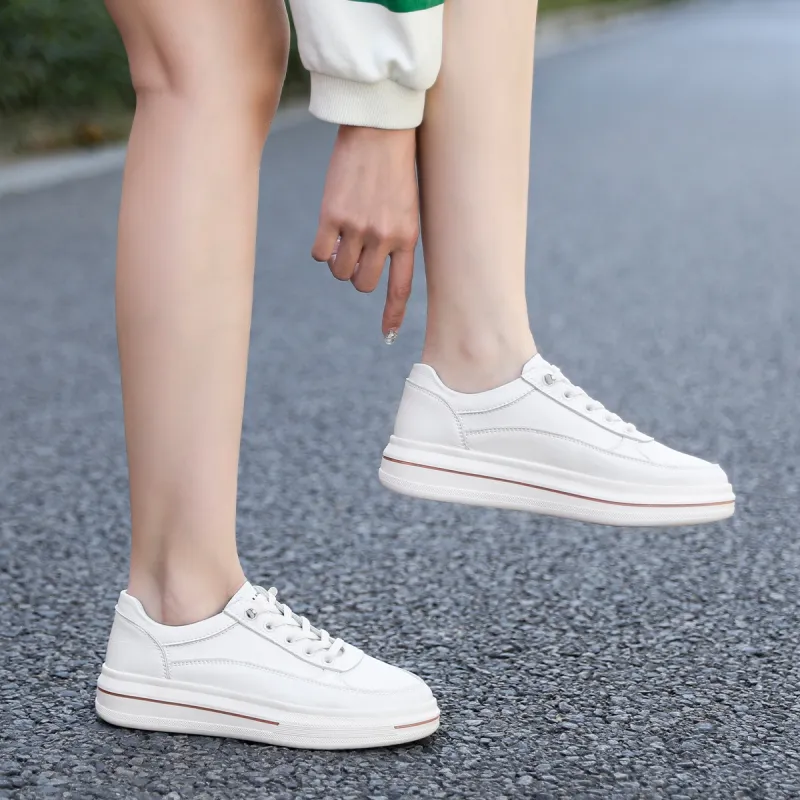 ZHR Flat White Shoes Wear-resistant And Lightweight Low-Top Skateboard Shoes Women's-1