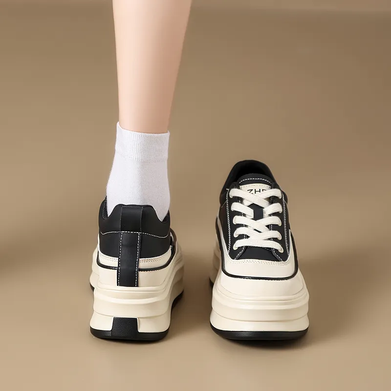 ZHR Skateboard Shoes Women's Low Top Beige, Beige Black-12