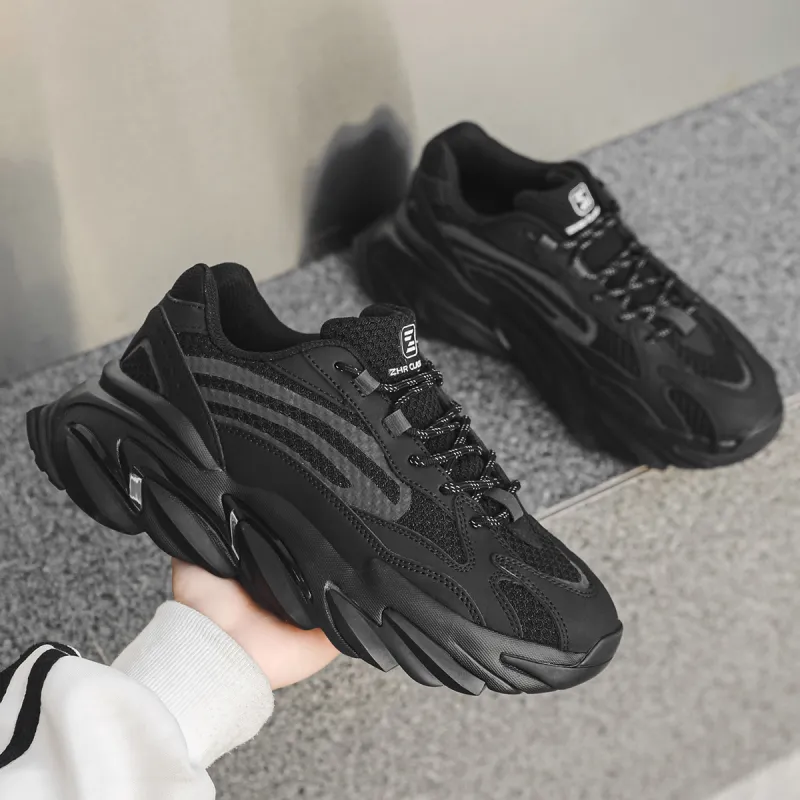 ZHR Black Warrior Cushioning Anti-Slip And Wear-Resistant Height Increasing Low-Top Chunky Sneakers Men's-2