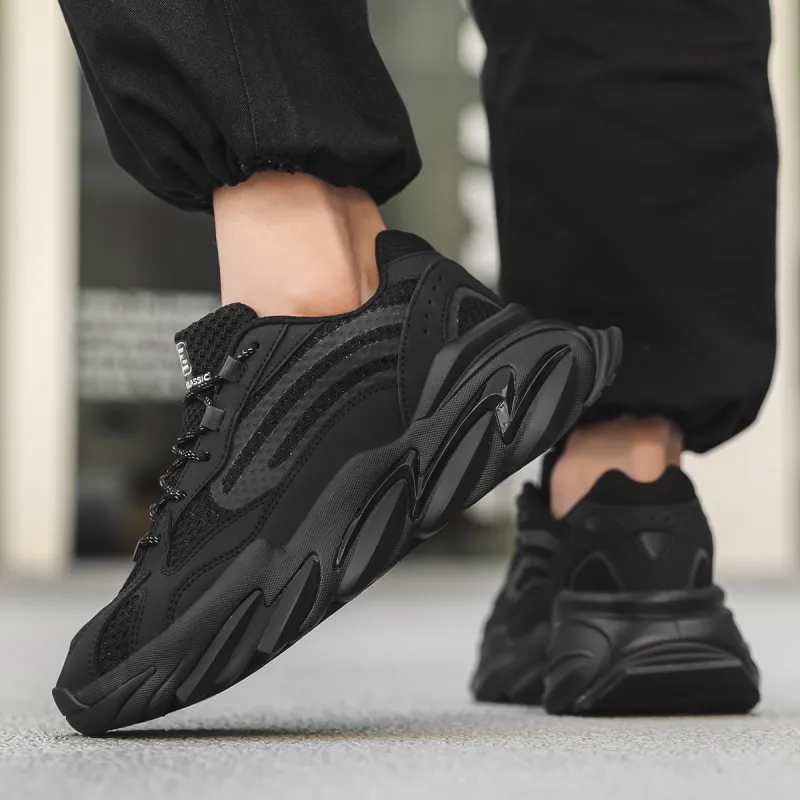 ZHR Black Warrior Cushioning Anti-Slip And Wear-Resistant Height Increasing Low-Top Chunky Sneakers Men's-4