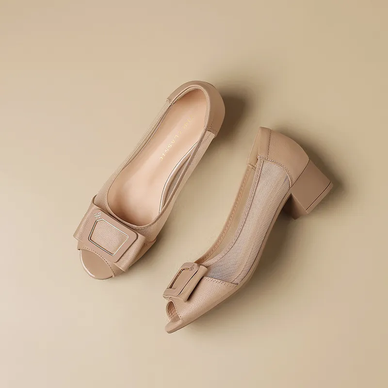 ZHR Chunky Heel High Heels Women's-2