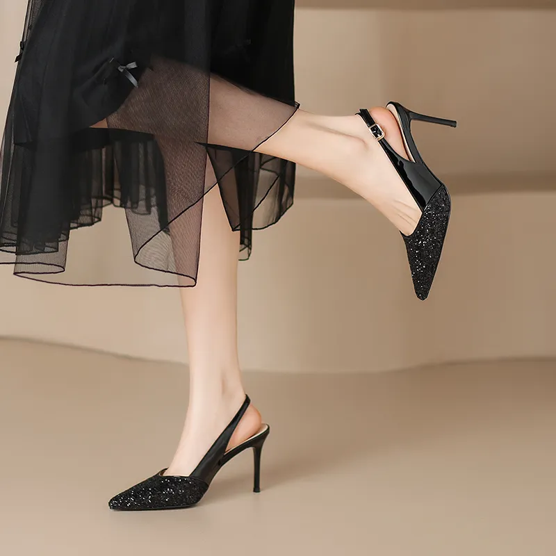 ZHR High Heels Women's Black/Silver/Nude Pink-18