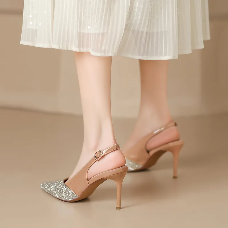 ZHR High Heels Women's Black/Silver/Nude Pink-12