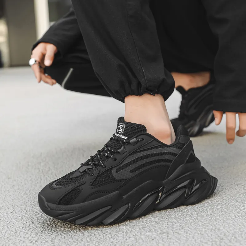 ZHR Black Warrior Cushioning Anti-Slip And Wear-Resistant Height Increasing Low-Top Chunky Sneakers Men's-3