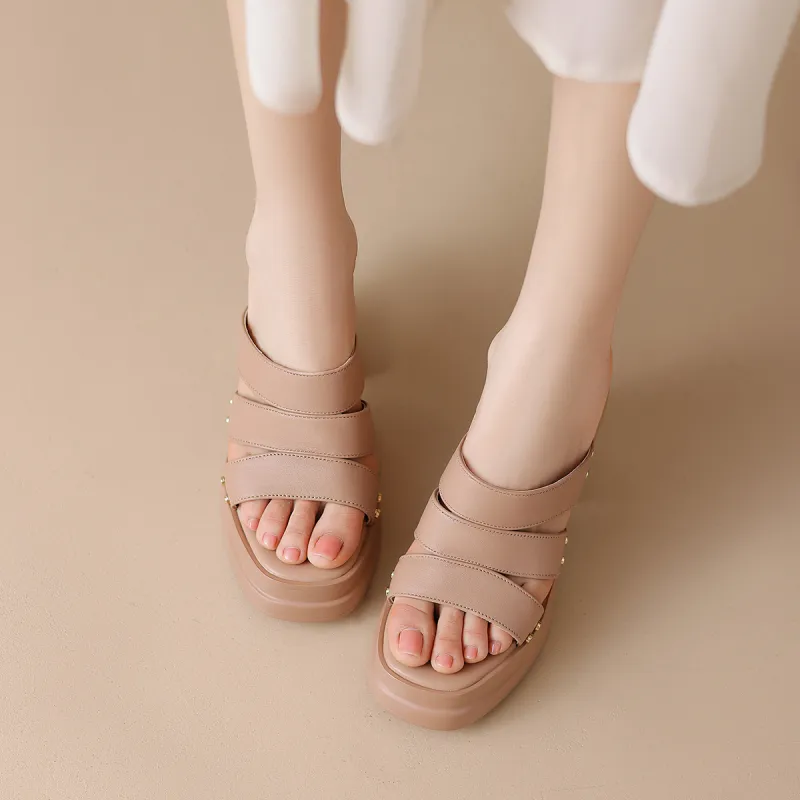 ZHR Stud Abrasion-Resistant Slide Slippers Women's-17