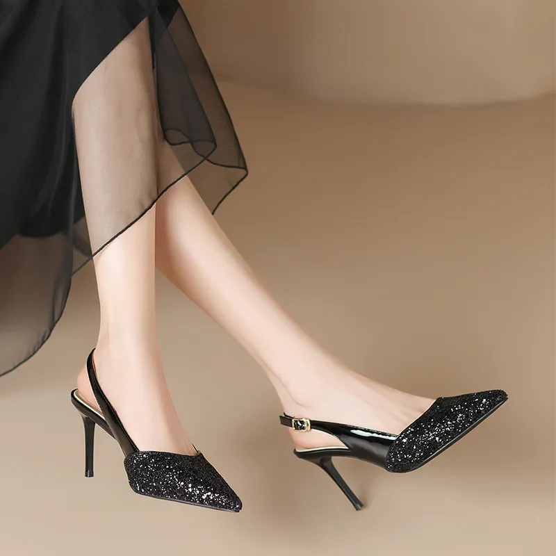 ZHR High Heels Women's Black/Silver/Nude Pink-15
