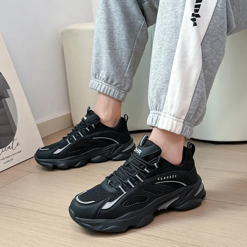 ZHR Black Warrior Cushioning Anti-Slip And Wear-Resistant Height Increasing Low-Top Chunky Sneakers Men's-21