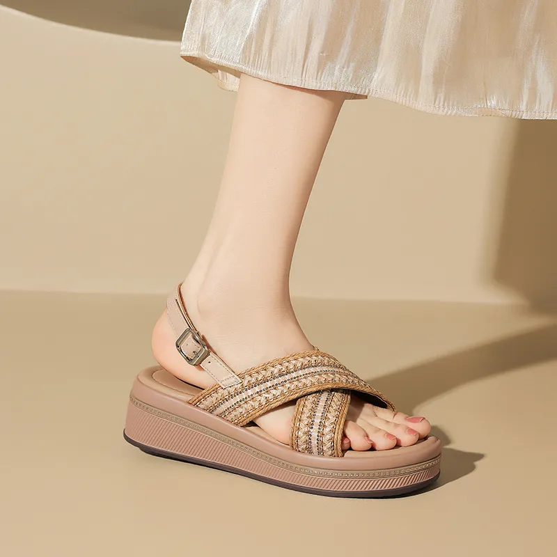 ZHR One Strap Sandals Women's Apricot-5
