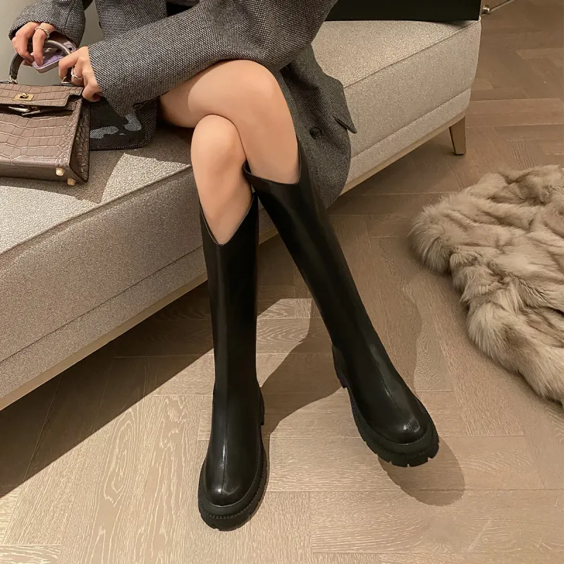 ZHR Knee-High Knight Boots 4cm Women's-17