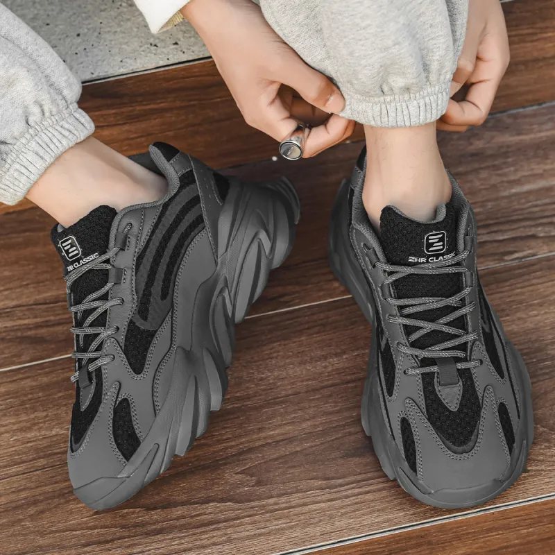 ZHR Black Warrior Cushioning Anti-Slip And Wear-Resistant Height Increasing Low-Top Chunky Sneakers Men's-9