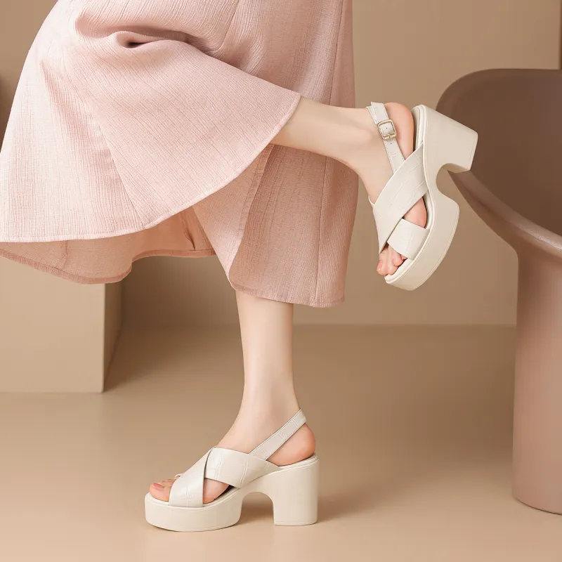 ZHR Chunky Heel High Heels 9cm Women's-5