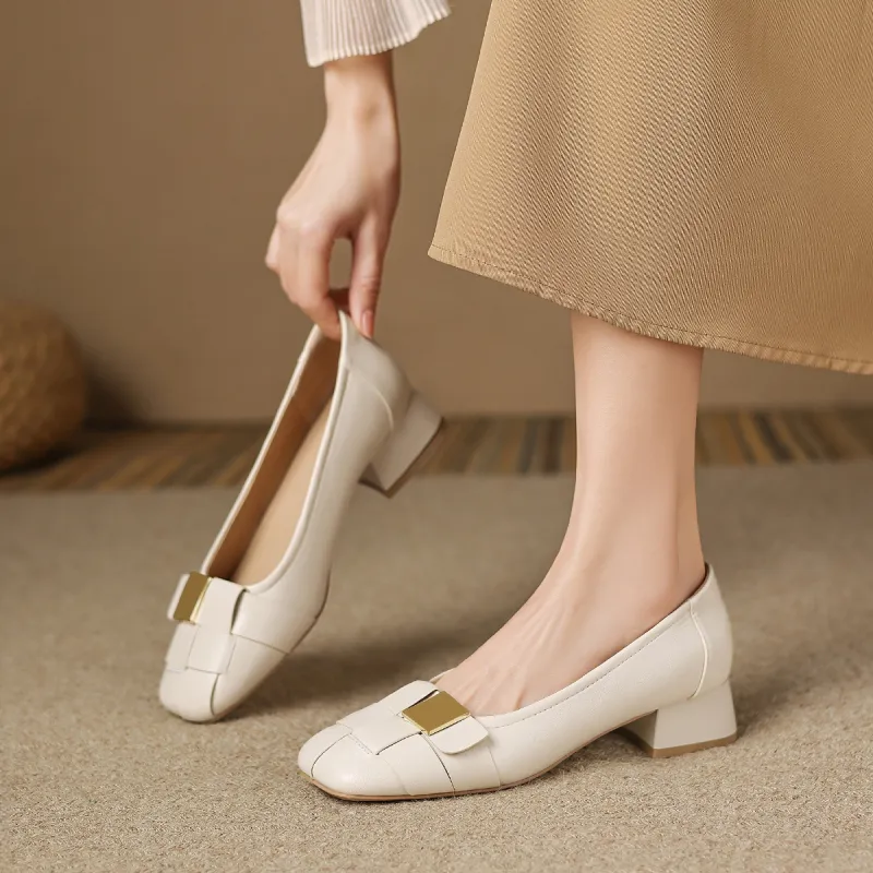 ZHR Chunky Heel High Heels 3cm Women's-3