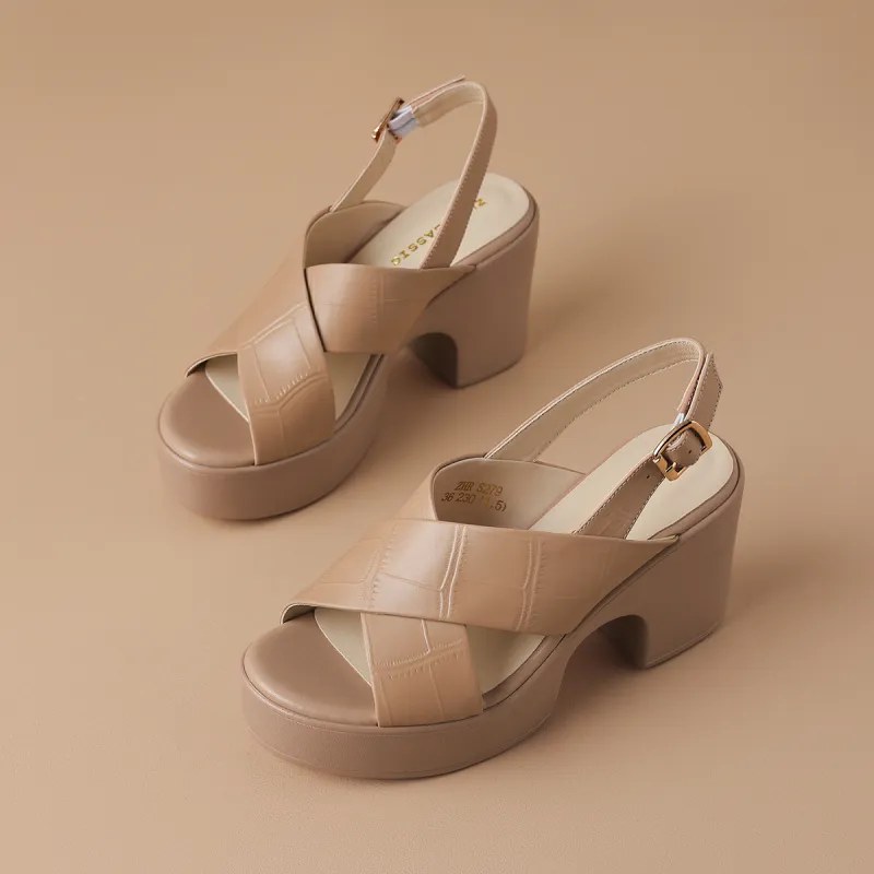ZHR Chunky Heel High Heels 9cm Women's-23