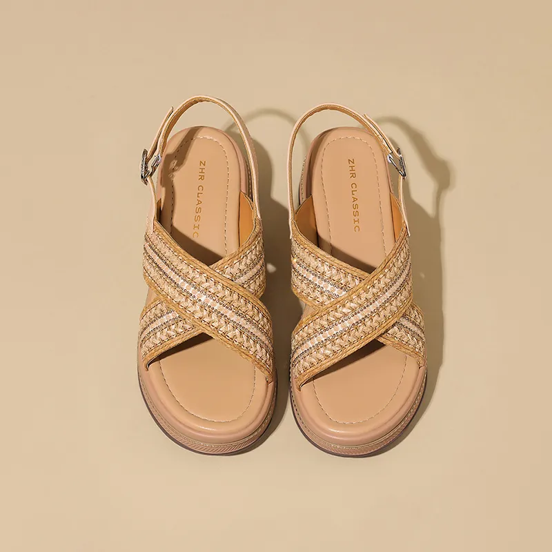 ZHR One Strap Sandals Women's Apricot-2
