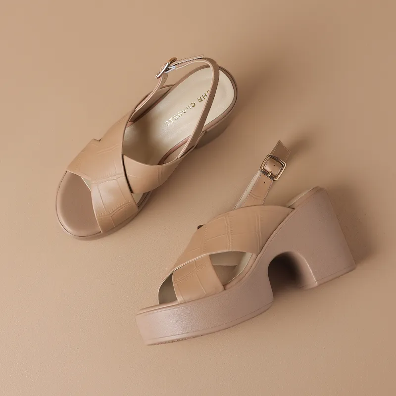 ZHR Chunky Heel High Heels 9cm Women's-22