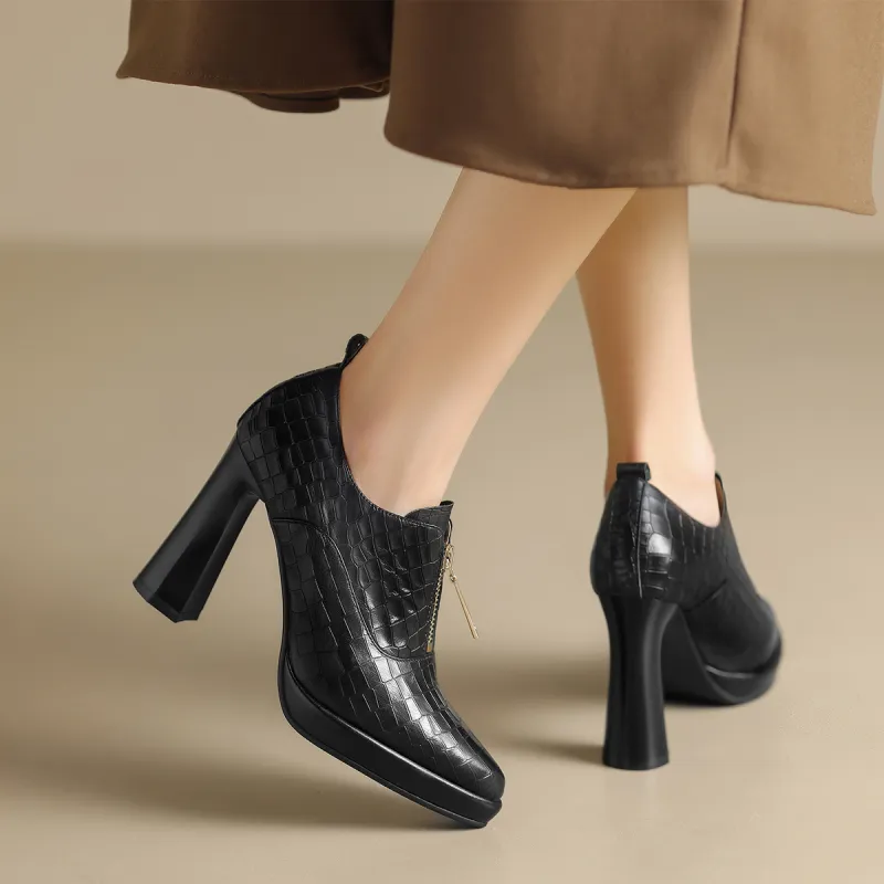 ZHR Chunky Heel High Heels 10cm Women's-5