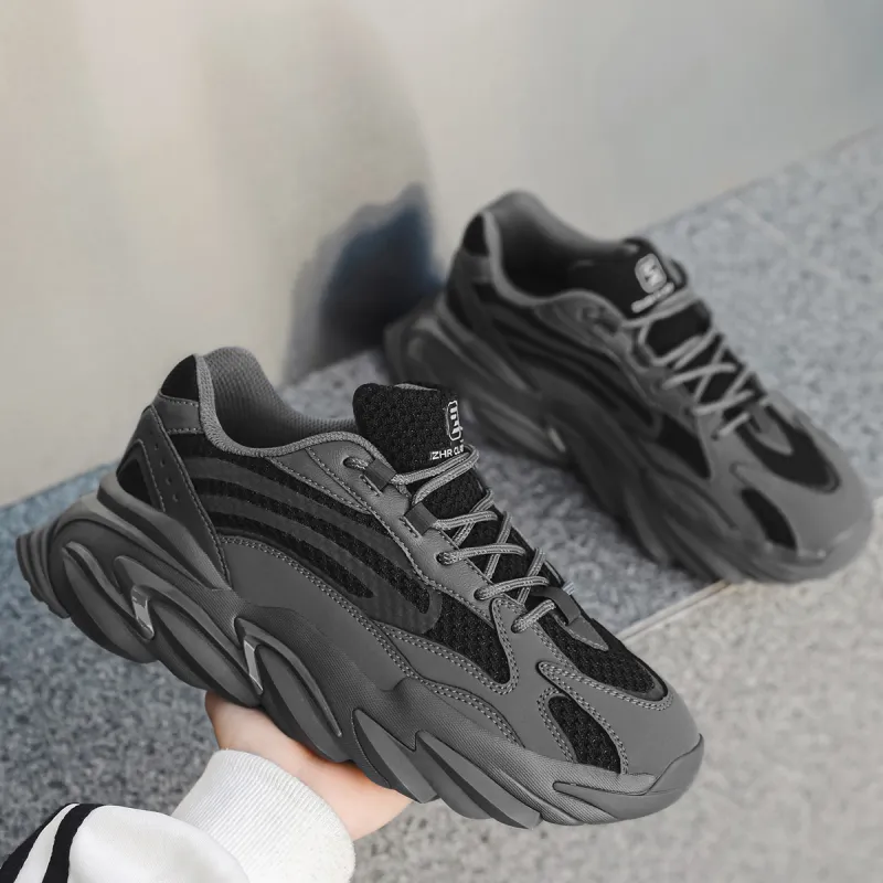 ZHR Black Warrior Cushioning Anti-Slip And Wear-Resistant Height Increasing Low-Top Chunky Sneakers Men's-8
