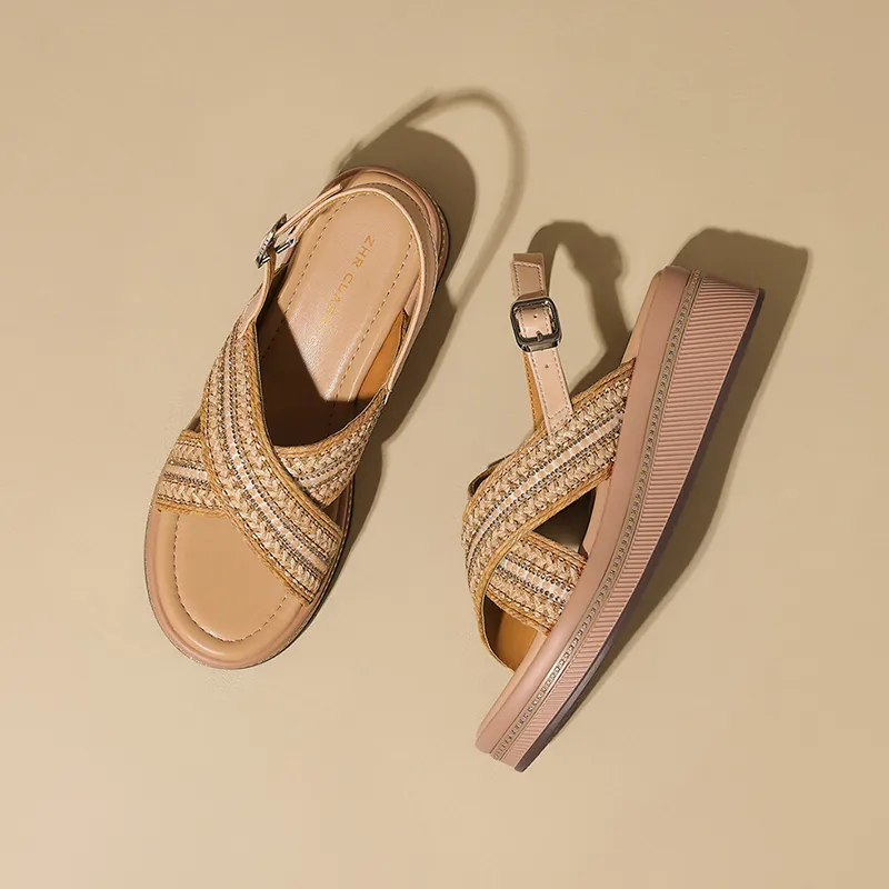 ZHR One Strap Sandals Women's Apricot-3