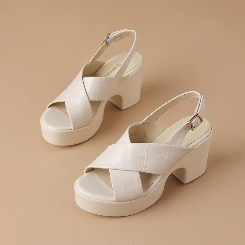 ZHR Chunky Heel High Heels 9cm Women's-6