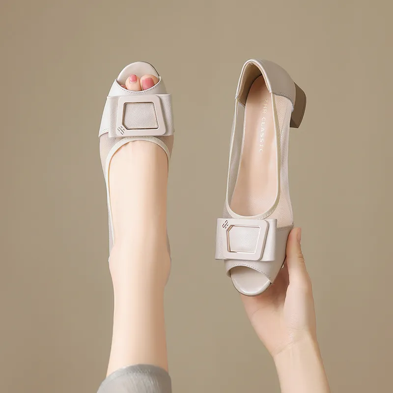 ZHR Chunky Heel High Heels Women's-11