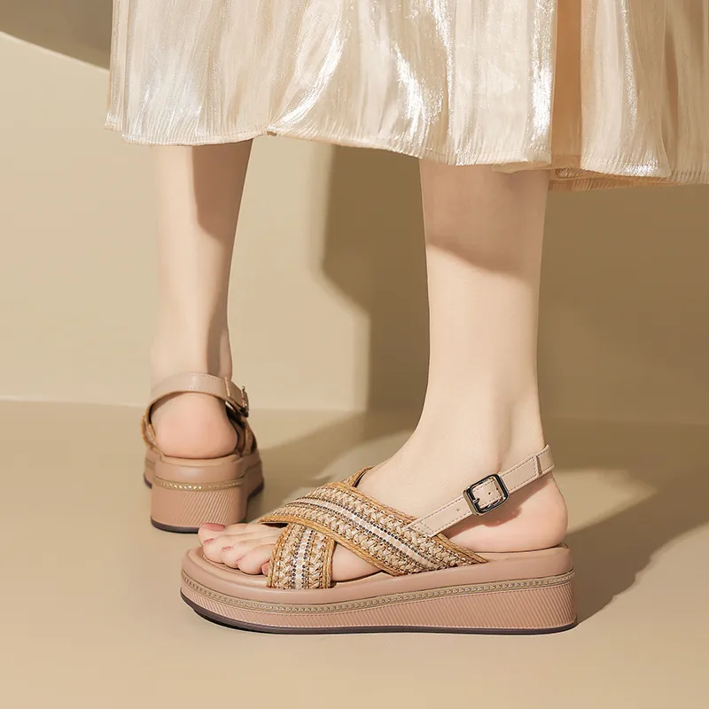 ZHR One Strap Sandals Women's Apricot-6