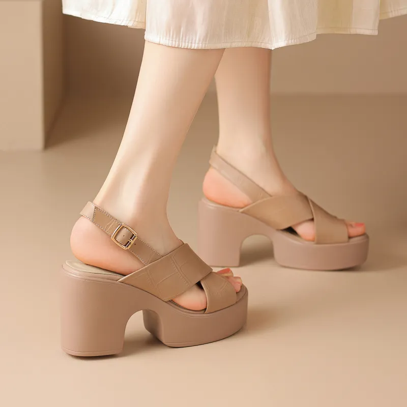 ZHR Chunky Heel High Heels 9cm Women's-21