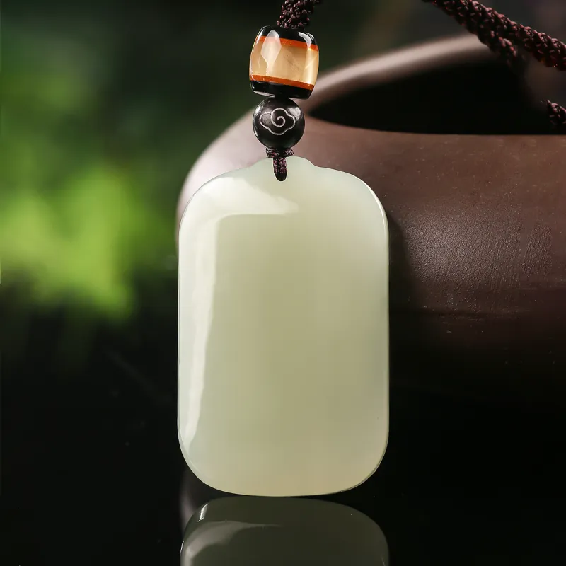 TAMINA Hetian Jade Pendants Pale Greenish White Jade Unisex-1