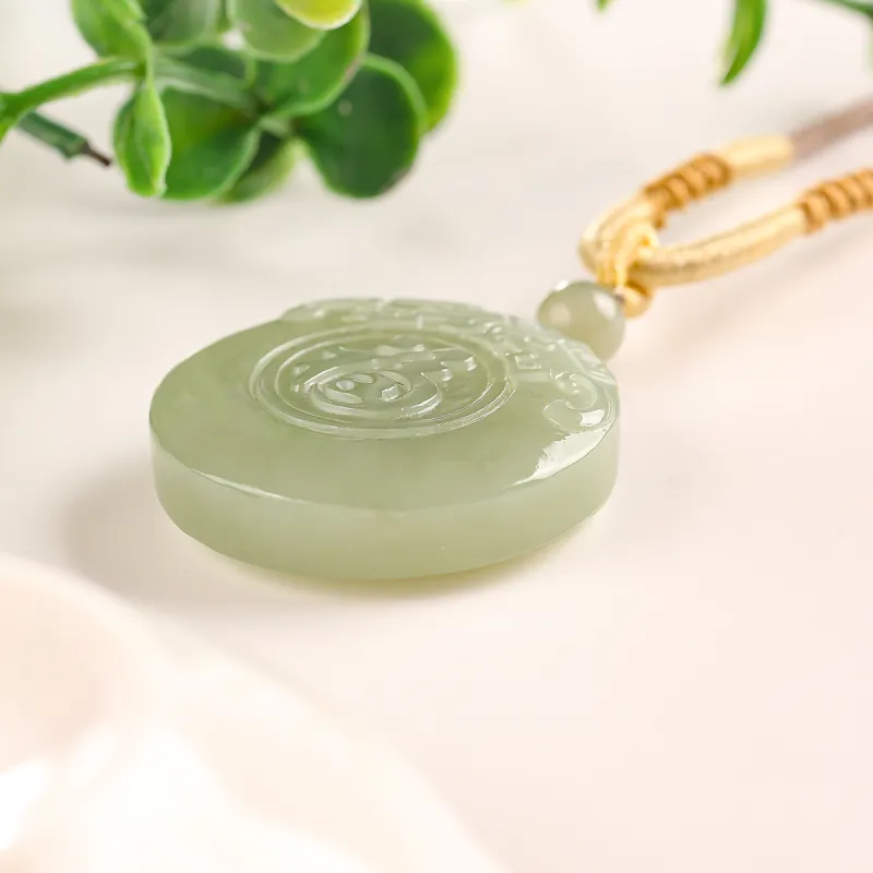 TAMINA Hetian Jade Pendants Green Jade Unisex-3