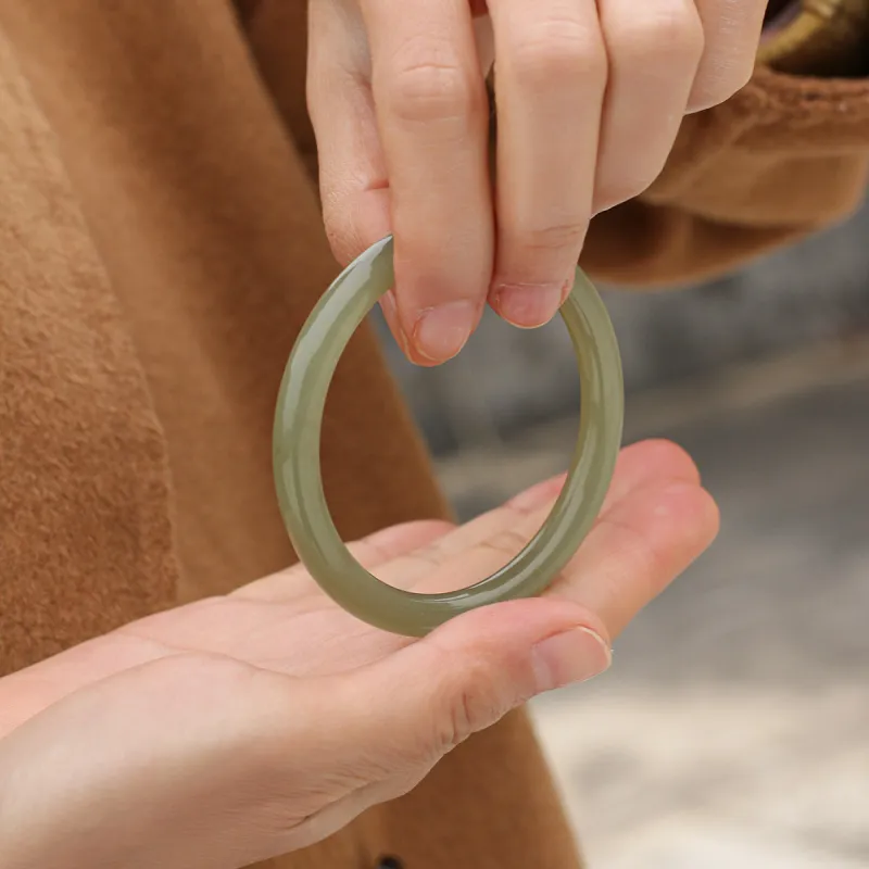TAMINA Hetian Jade Bangles Unisex Green Jade-1