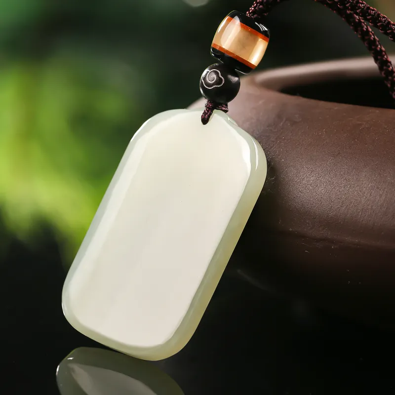 TAMINA Hetian Jade Pendants Pale Greenish White Jade Unisex-2
