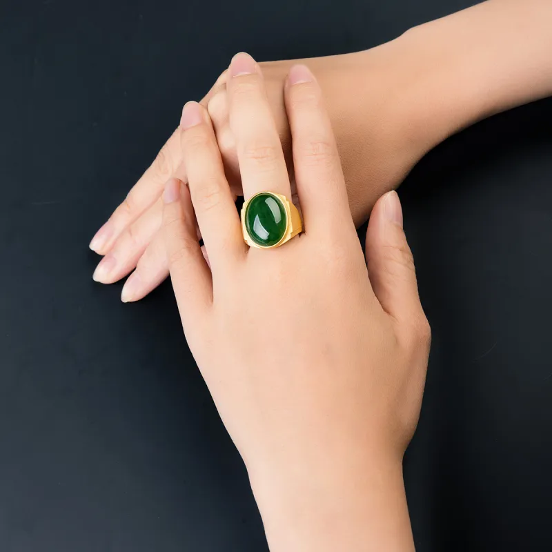 TAMINA Hetian Jade Rings Men's Jasper-4