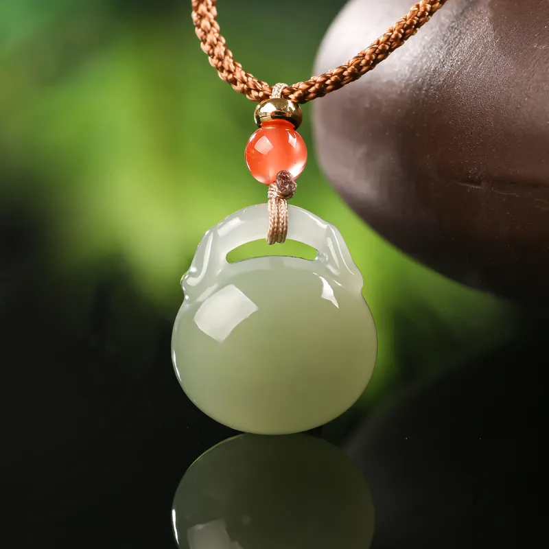TAMINA Hetian Jade Pendants Pale Greenish White Jade Unisex-1