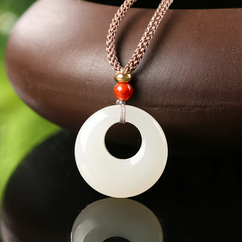 TAMINA Hetian Jade Pendants Pale Greenish White Jade Unisex-1