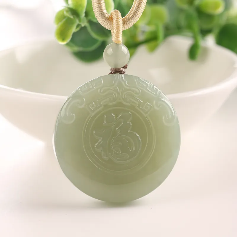 TAMINA Hetian Jade Pendants Green Jade Unisex-1