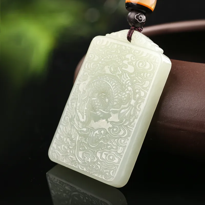 TAMINA Pendants Pale Greenish White Jade Unisex-2