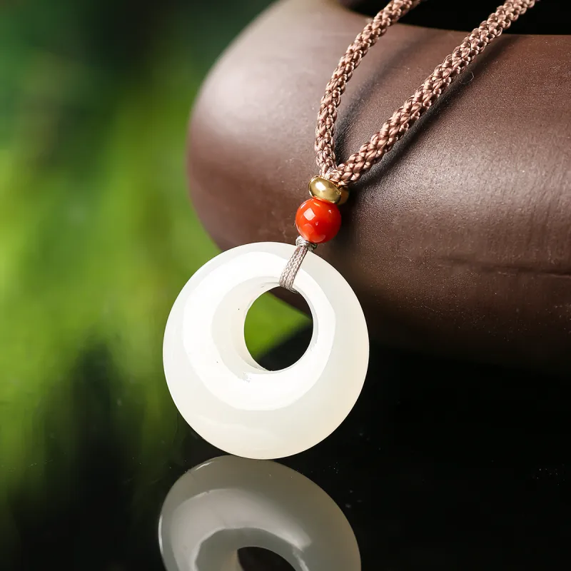 TAMINA Hetian Jade Pendants Pale Greenish White Jade Unisex-2