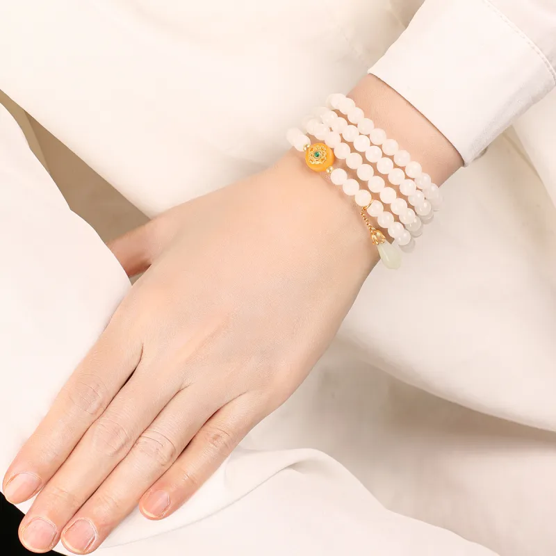 TAMINA Hetian Jade Bracelets White Jade Unisex-4