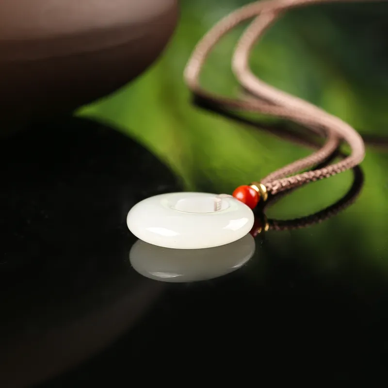 TAMINA Hetian Jade Pendants Pale Greenish White Jade Unisex-3