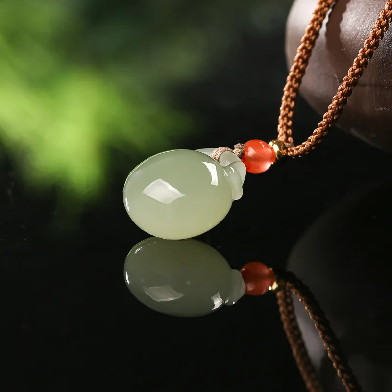 TAMINA Hetian Jade Pendants Pale Greenish White Jade Unisex-3