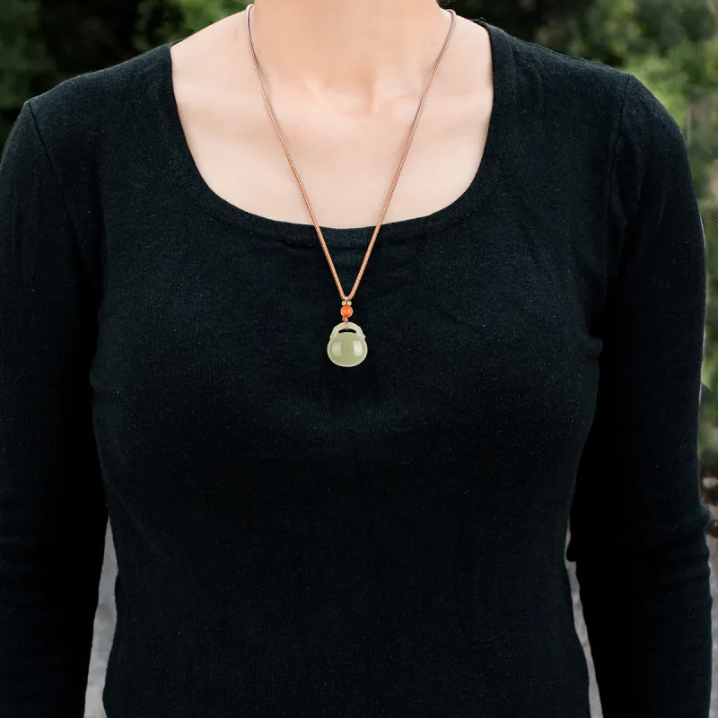 TAMINA Hetian Jade Pendants Pale Greenish White Jade Unisex-4