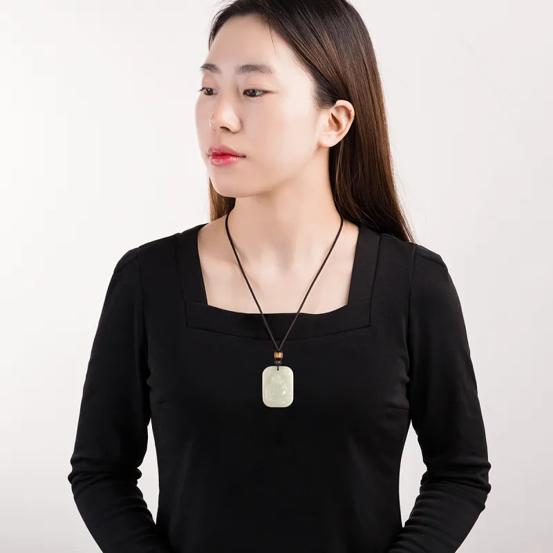 TAMINA Hetian Jade Pendants Pale Greenish White Jade Unisex-4