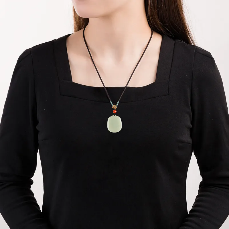 TAMINA Hetian Jade Pendants Unisex Pale Greenish White Jade-1