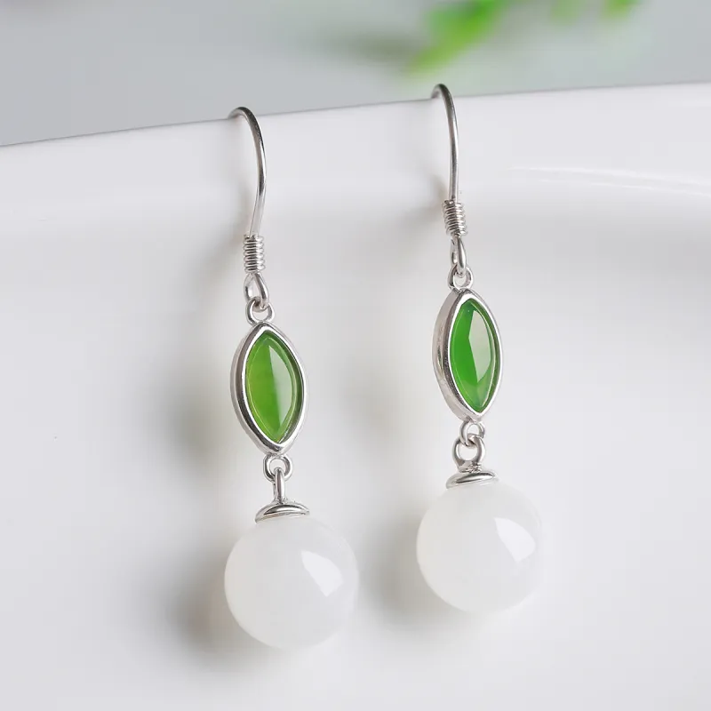 TAMINA Earrings White Jade Women's-1